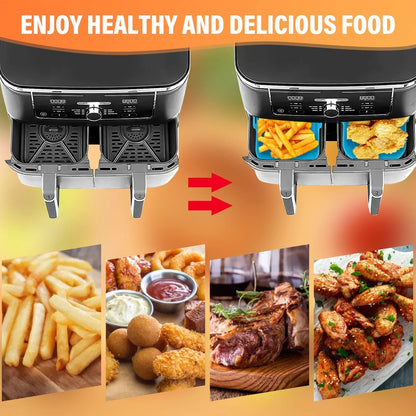2pcs Air Fryer Silicone Tray Rectangle Oven Baking Basket Reusable Liner Insert Dish Fried Chicken for Airfryers Accessories
